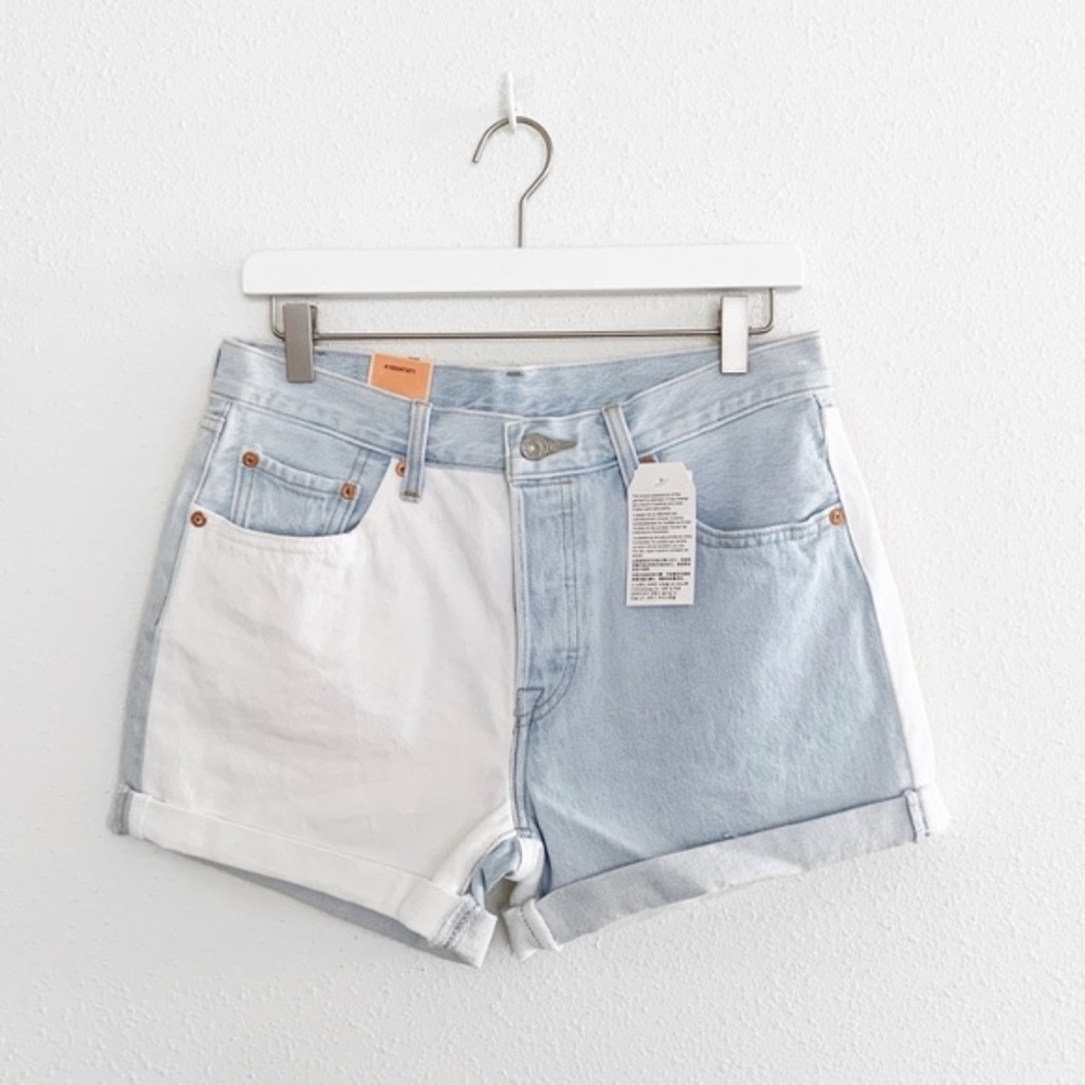 Levi's Two Tone Colorblock Denim Shorts - Picture 4 of 8